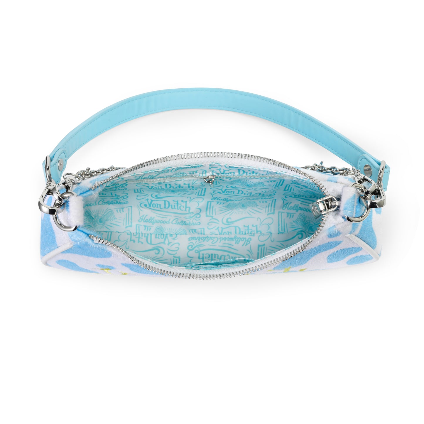 Light Blue Cow Print Shoulder Bag