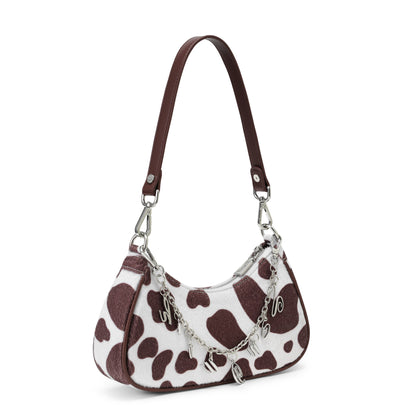 Brown Cow Print Shoulder Bag