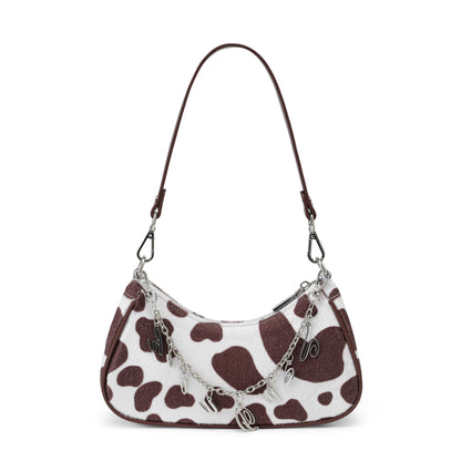 Brown Cow Print Shoulder Bag