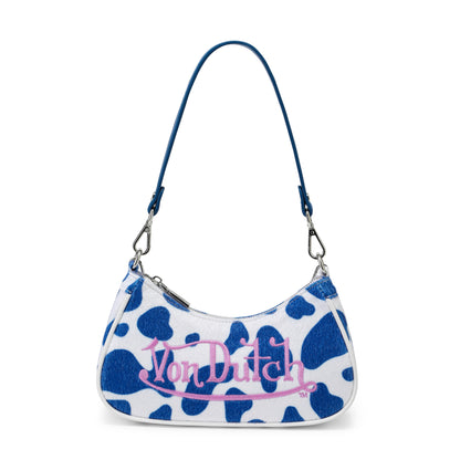 Blue Cow Print Shoulder Bag