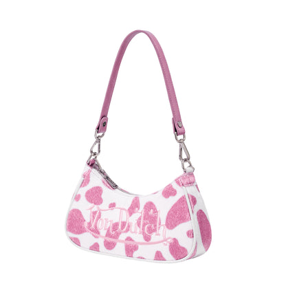Pink Cow Print Shoulder Bag