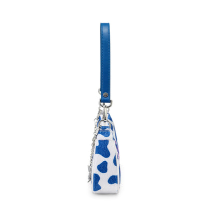 Blue Cow Print Shoulder Bag