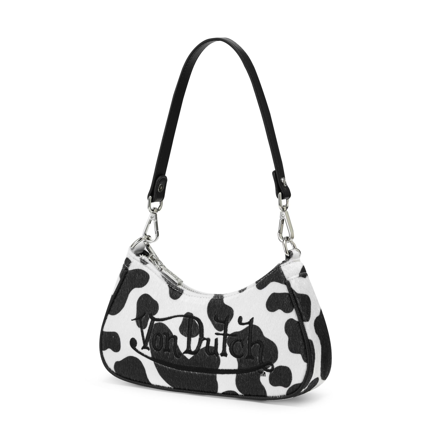 Black Cow Print Shoulder Bag