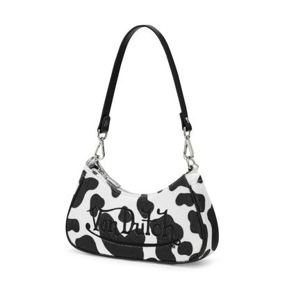 Black Cow Print Shoulder Bag