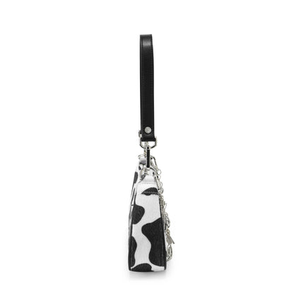 Black Cow Print Shoulder Bag