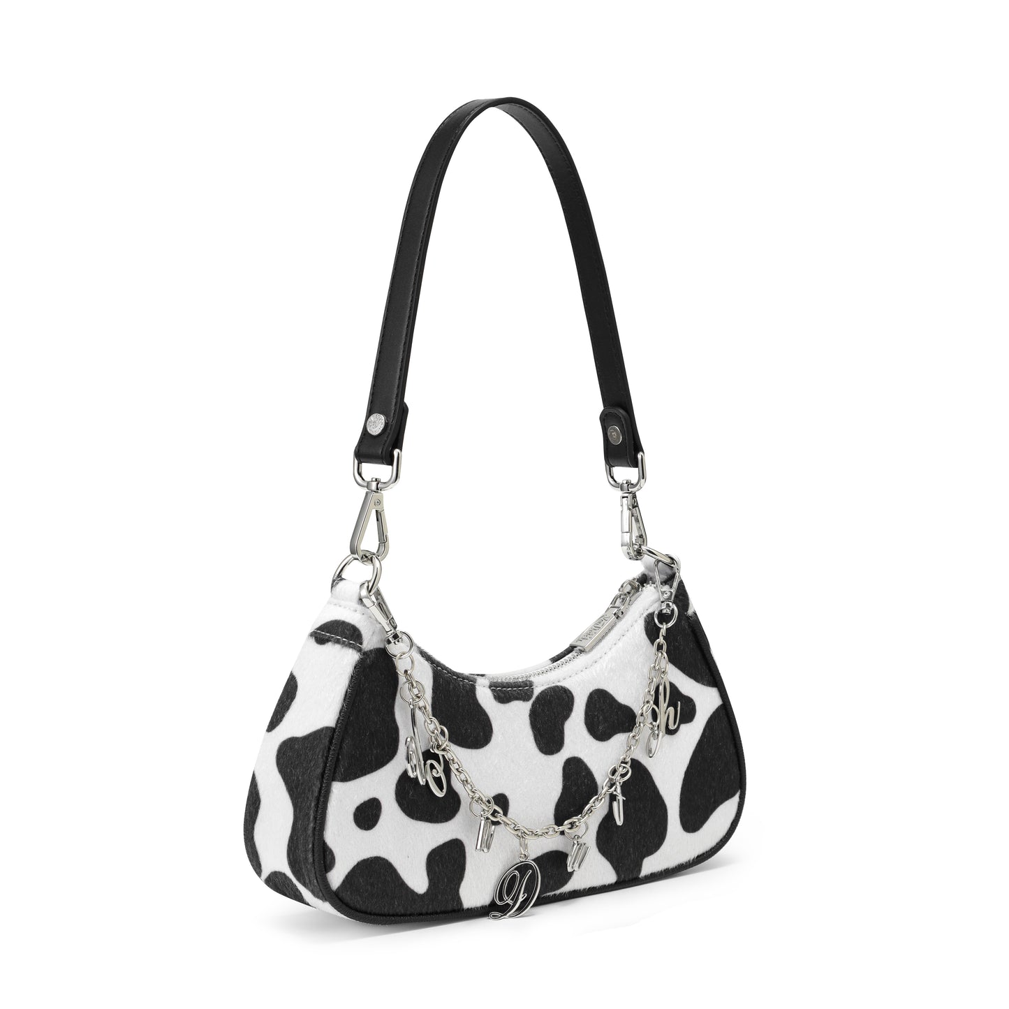 Black Cow Print Shoulder Bag