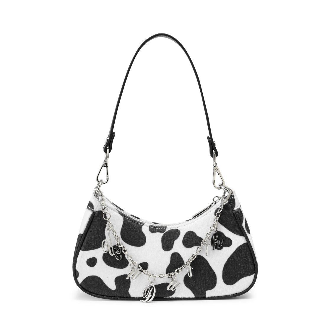 Black Cow Print Shoulder Bag