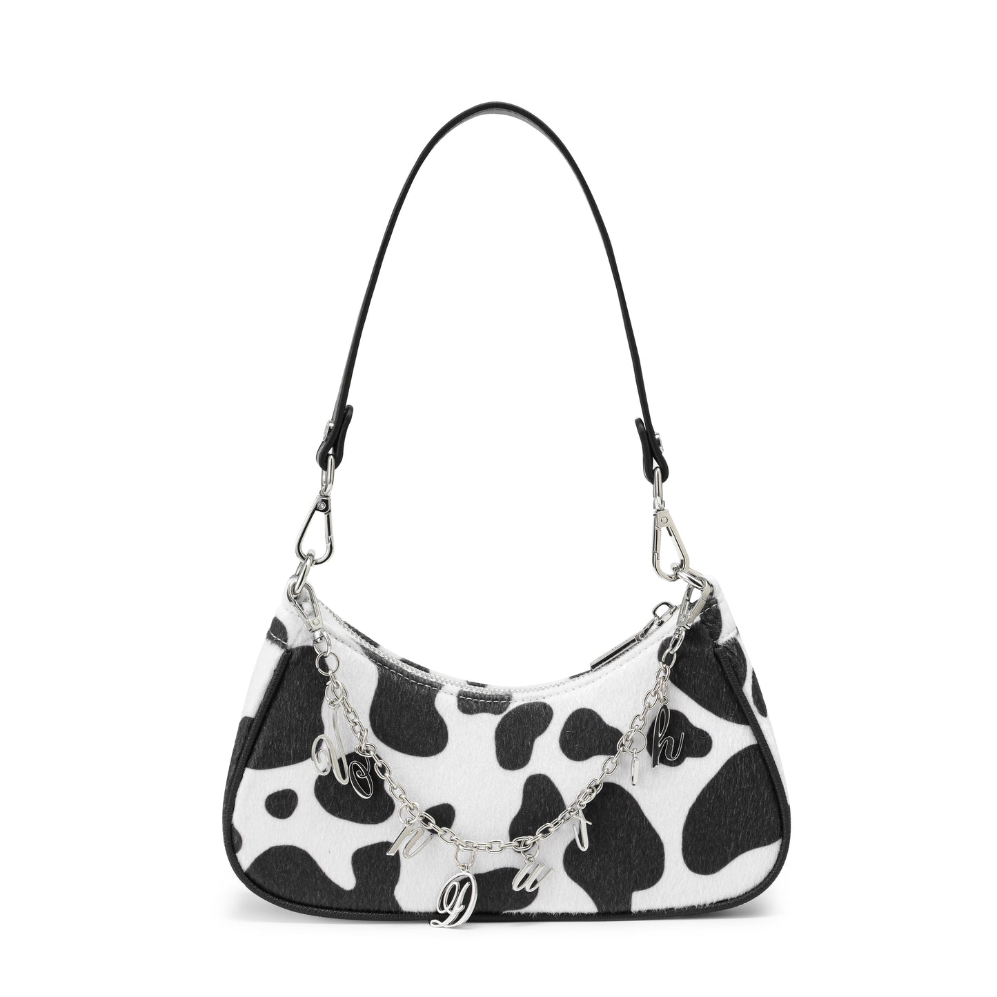 Black Cow Print Shoulder Bag