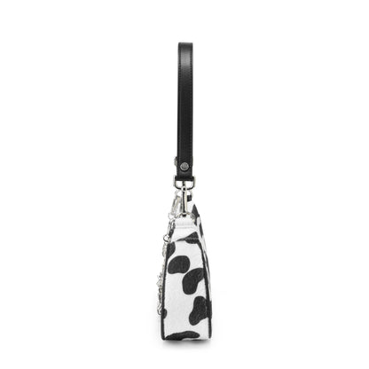 Black Cow Print Shoulder Bag