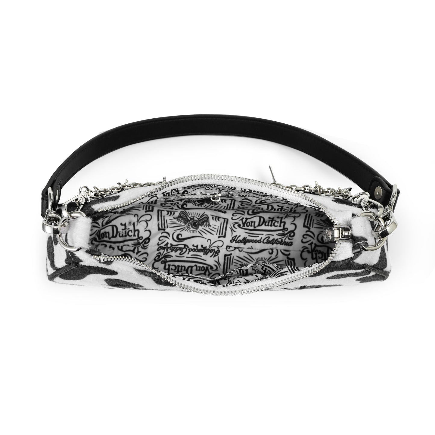 Black Cow Print Shoulder Bag