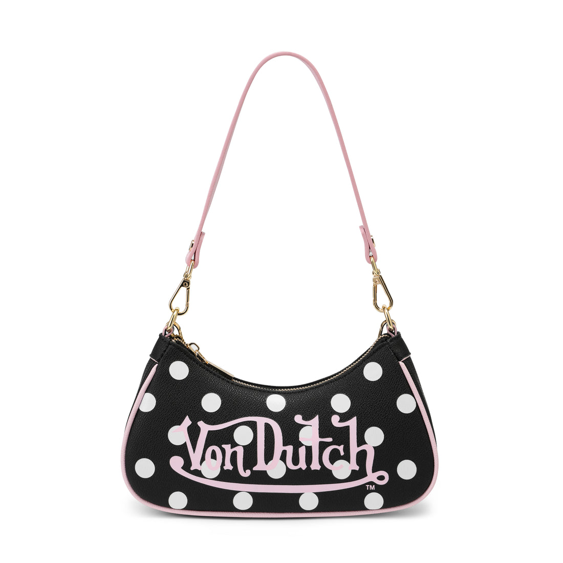 Black Polk A Dot Shoulder Bag