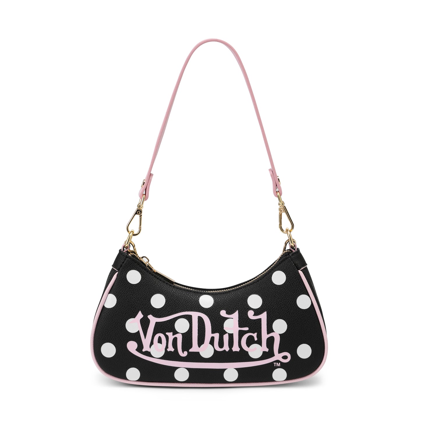 Black Polk A Dot Shoulder Bag
