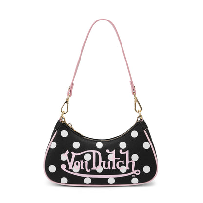 Black Polk A Dot Shoulder Bag