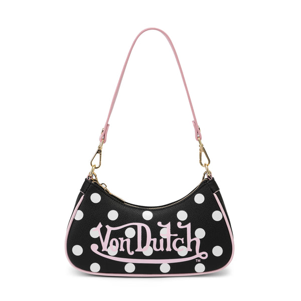 Black Polk A Dot Shoulder Bag