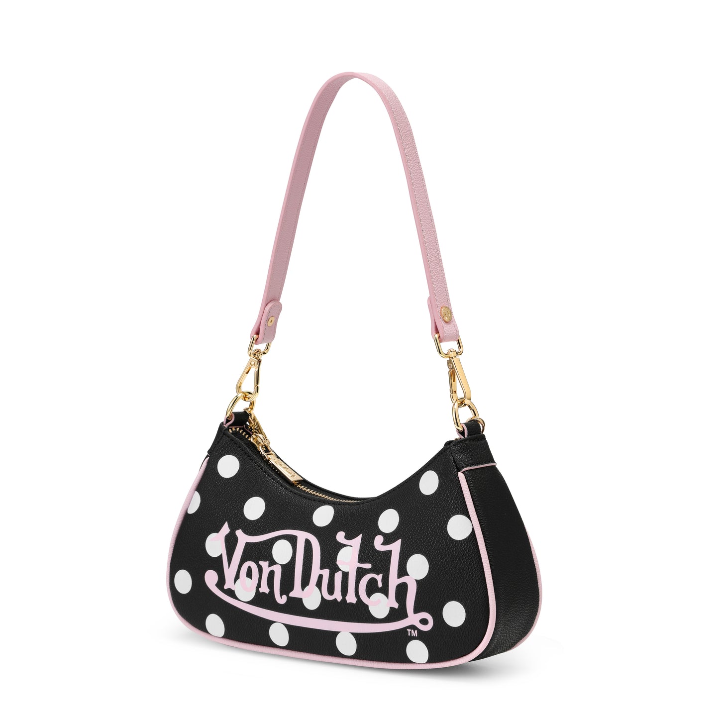 Black Polk A Dot Shoulder Bag