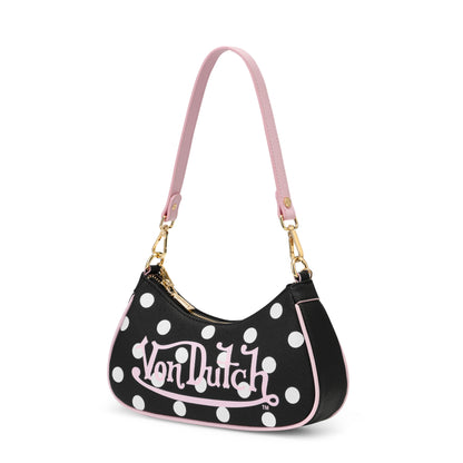 Black Polk A Dot Shoulder Bag