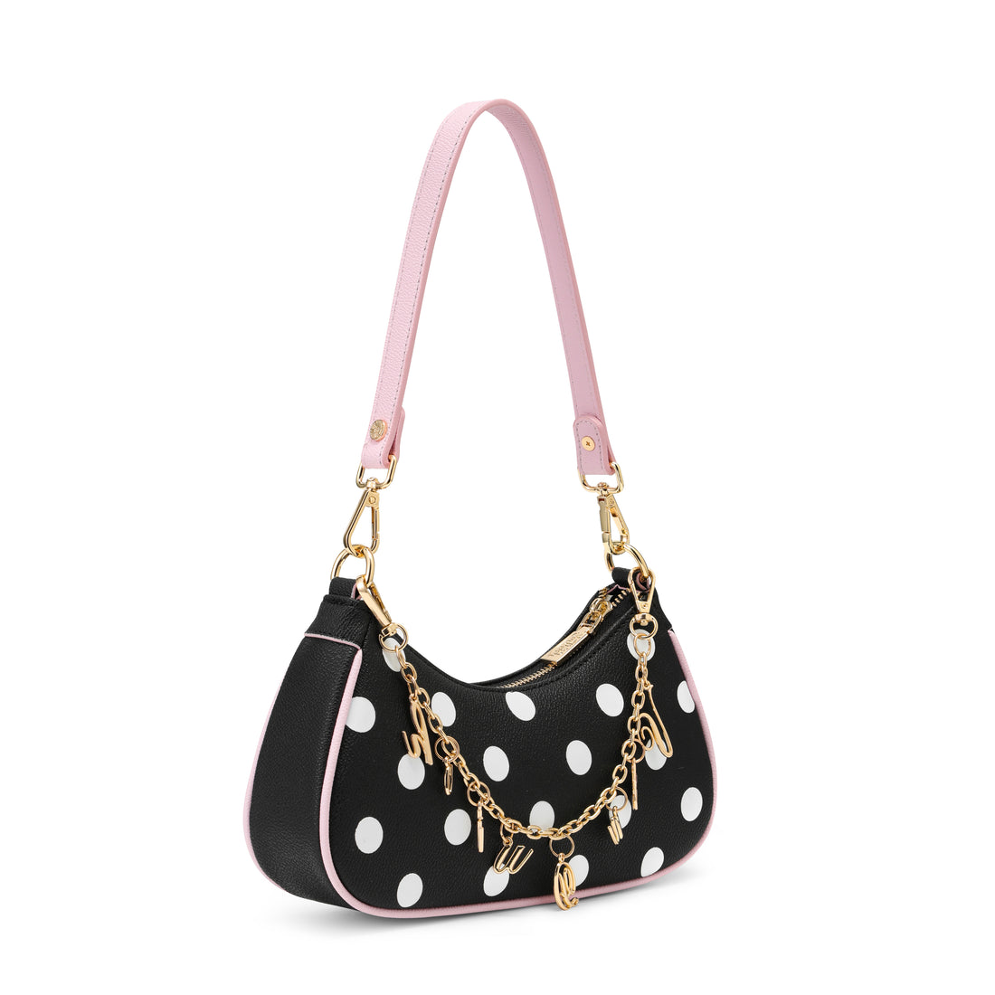 Black Polk A Dot Shoulder Bag