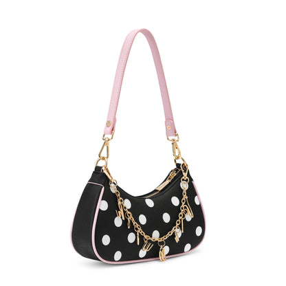 Black Polk A Dot Shoulder Bag