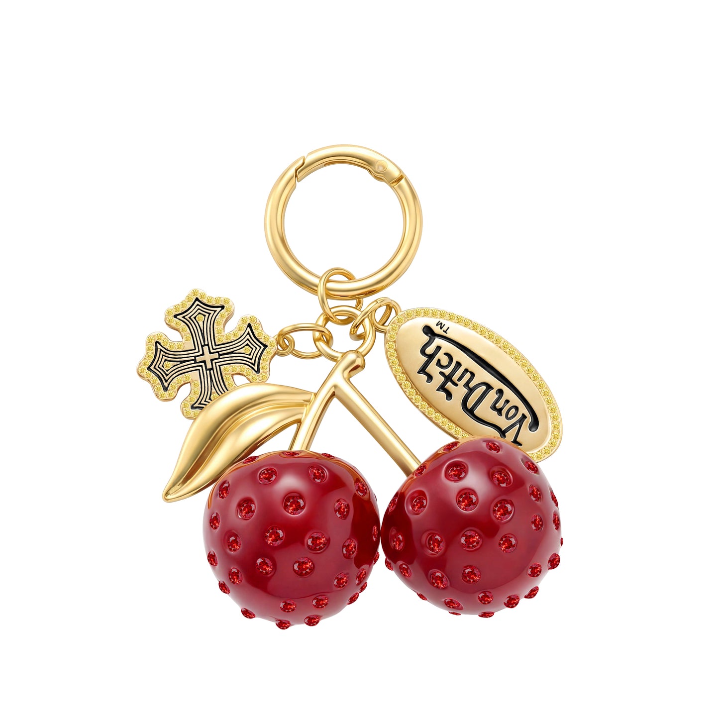 3D CHERRY KEYCHAIN - GOLD