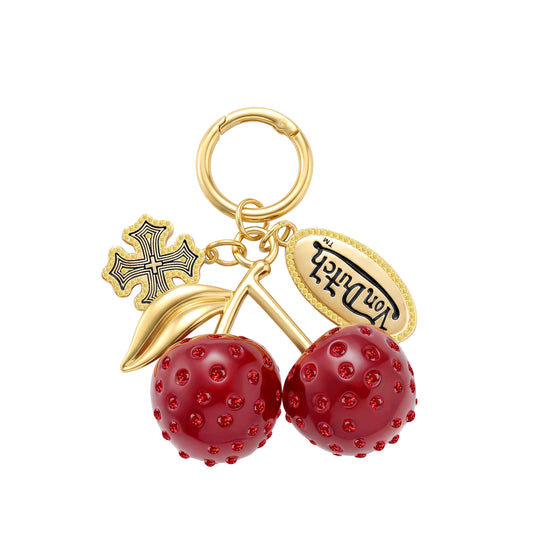 3D CHERRY KEYCHAIN - GOLD