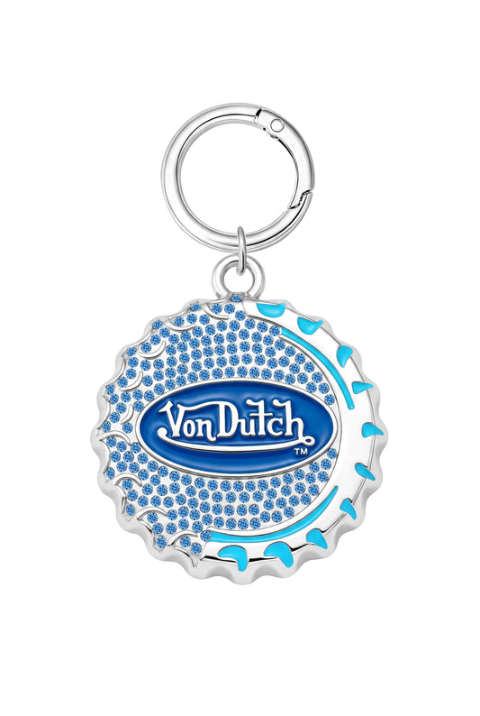 BOTTLE CAP CHARM KEYCHAIN - BLUE