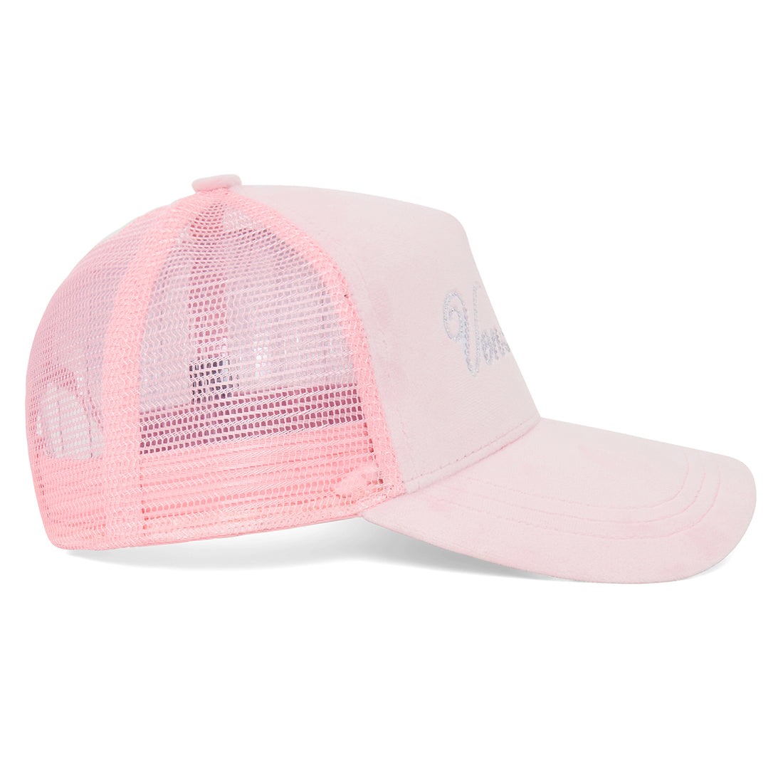 Baby Pink Velour Rhinestone Trucker Hat — image 4