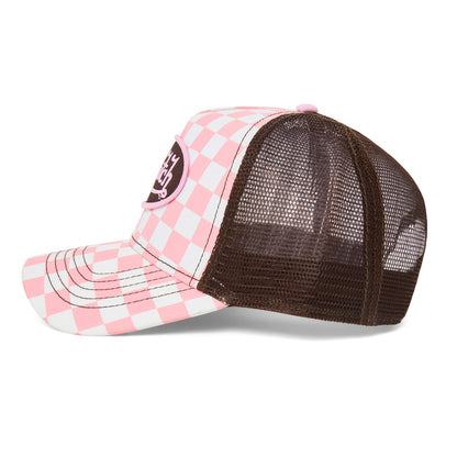 Pink Checker Trucker Hat