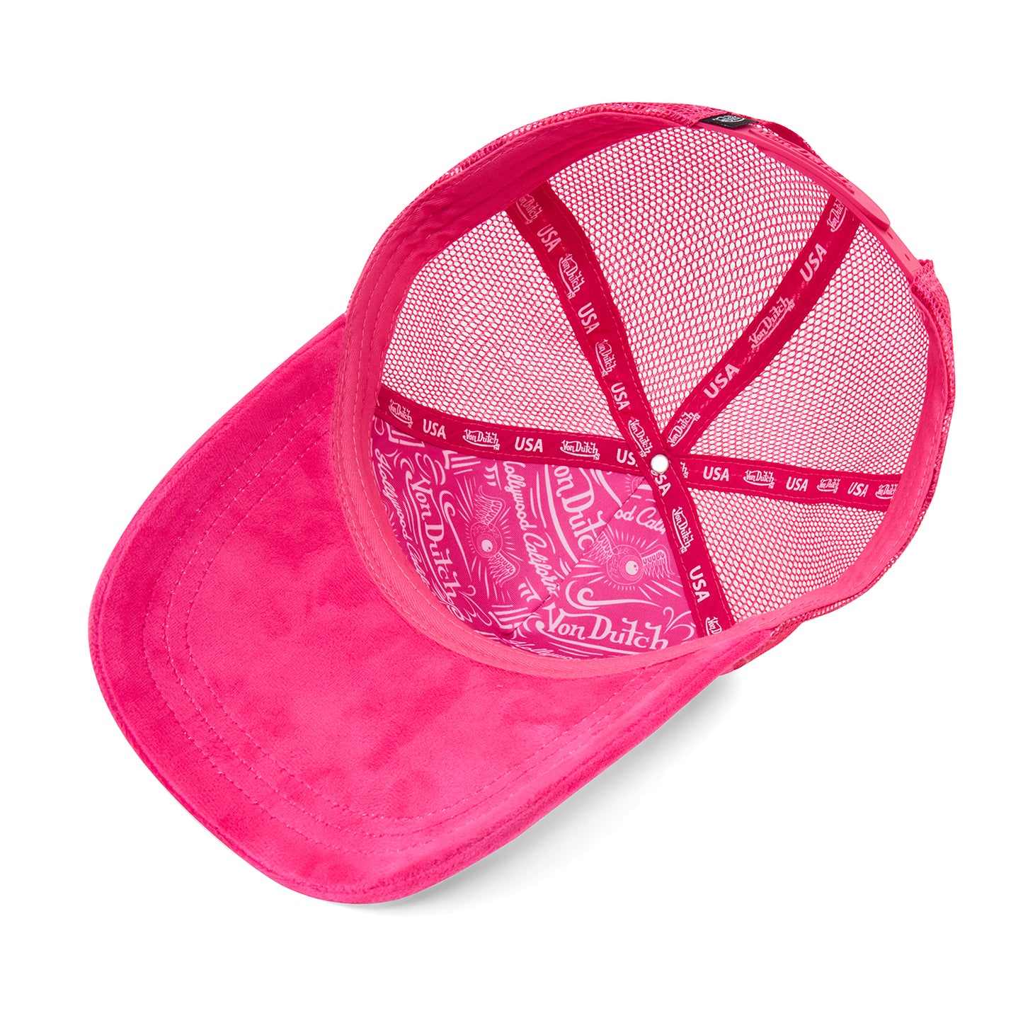 Hot Pink Velour Rhinestone Trucker Hat
