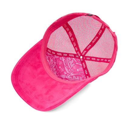 Hot Pink Velour Rhinestone Trucker Hat
