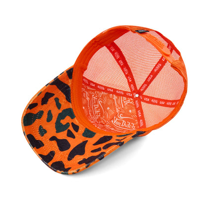 Orange Camo Velour Rhinestone Trucker Hat