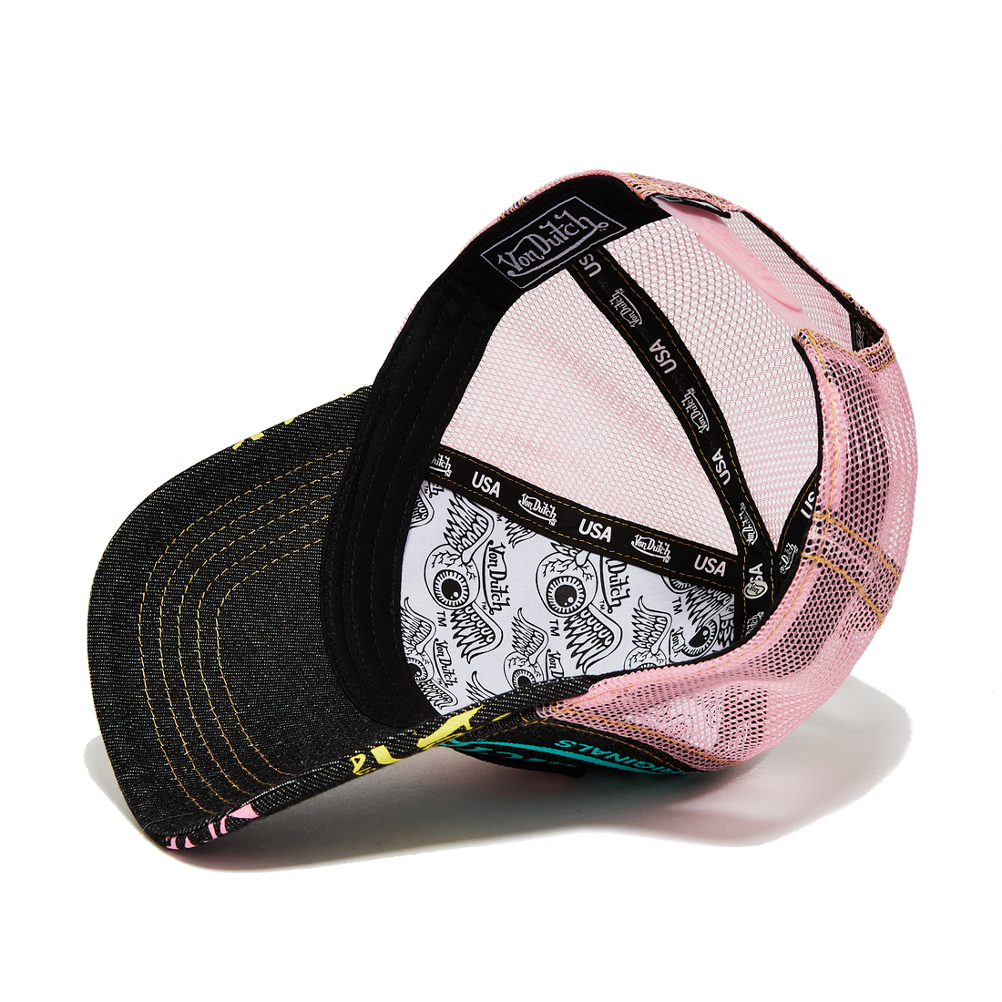 Dark Denim Pink Logo Trucker Hat – Von Dutch
