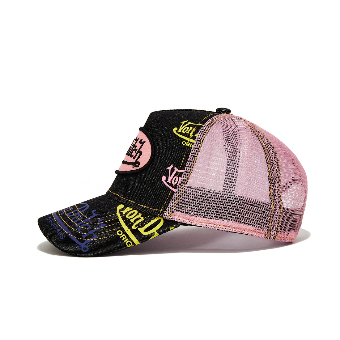 Dark Denim Pink Logo Trucker Hat – Von Dutch
