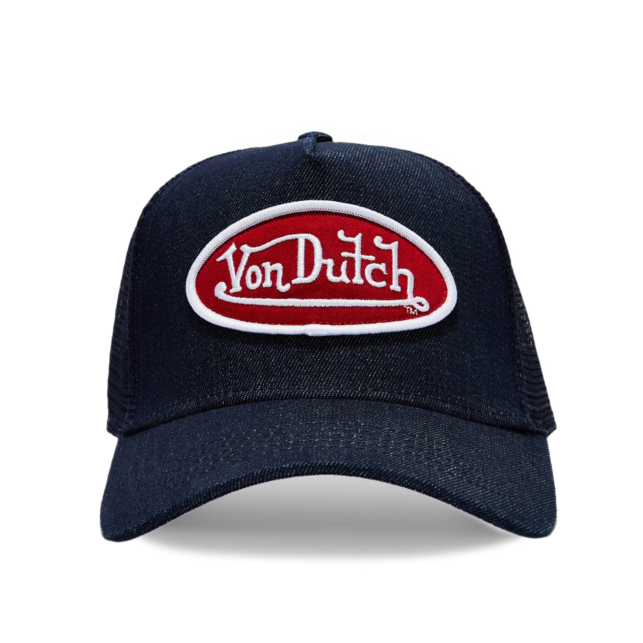 Dark Denim With Red White Logo Trucker Hat Von Dutch Dark Denim With Red White Logo Trucker Hat Von Dutch