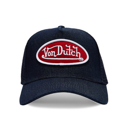 Dark Denim with Red & White Logo Trucker Hat