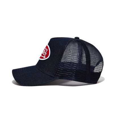 Dark Denim with Red & White Logo Trucker Hat