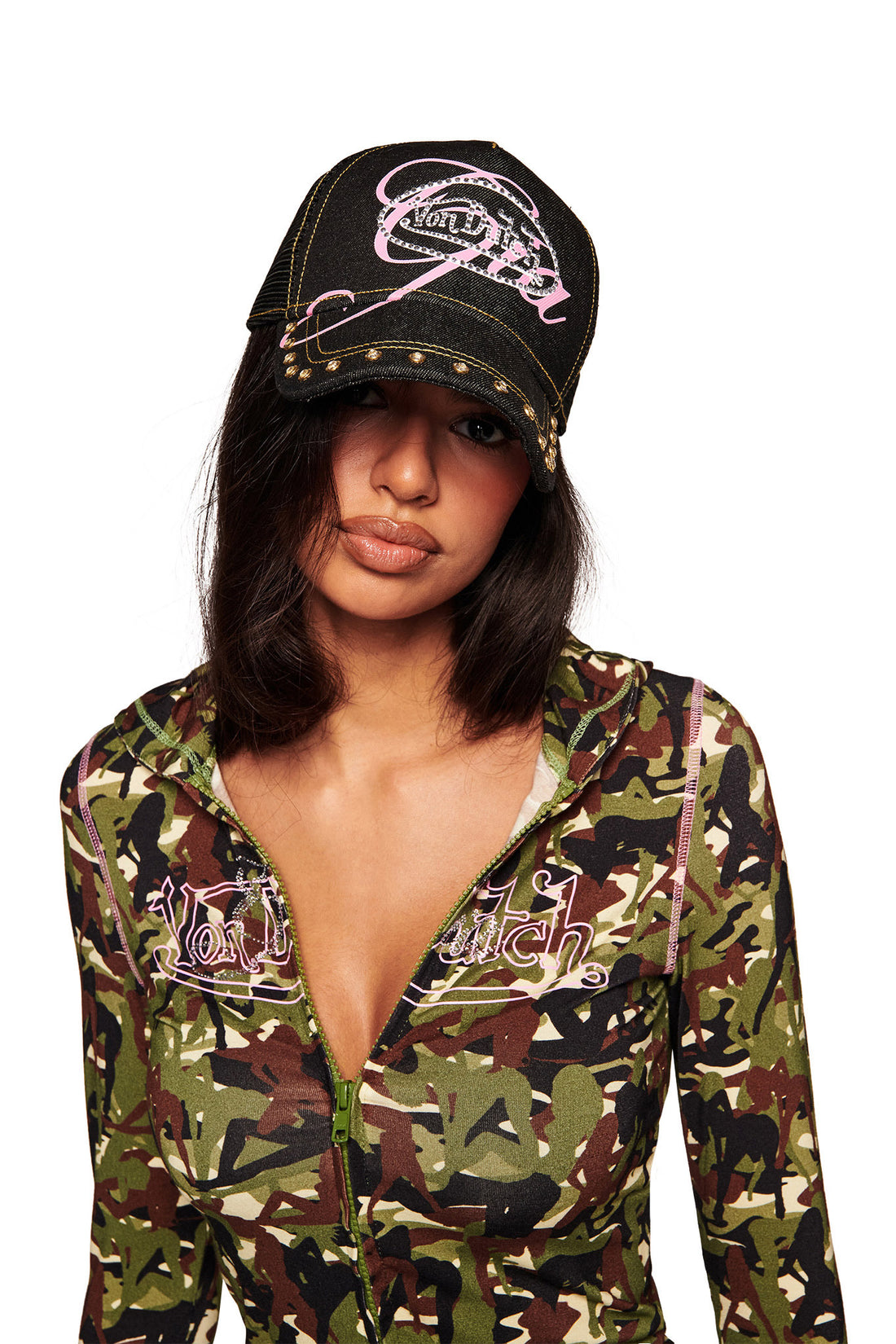 I.AM.GIA X VON DUTCH BLACK DENIM TRUCKER HAT