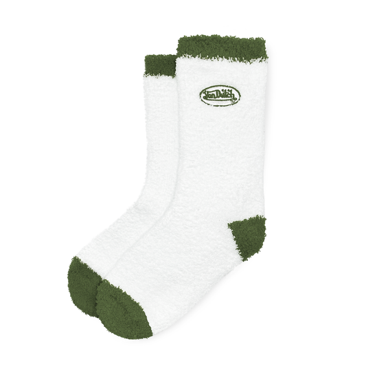 White & Green Fluffy Socks