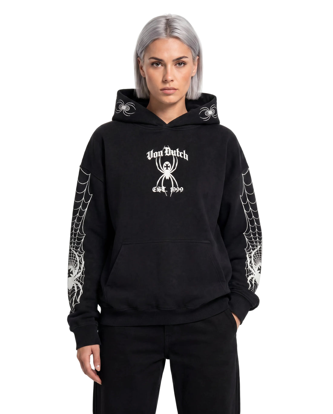 SPIDER CREST HOODIE - BLACK & WHITE