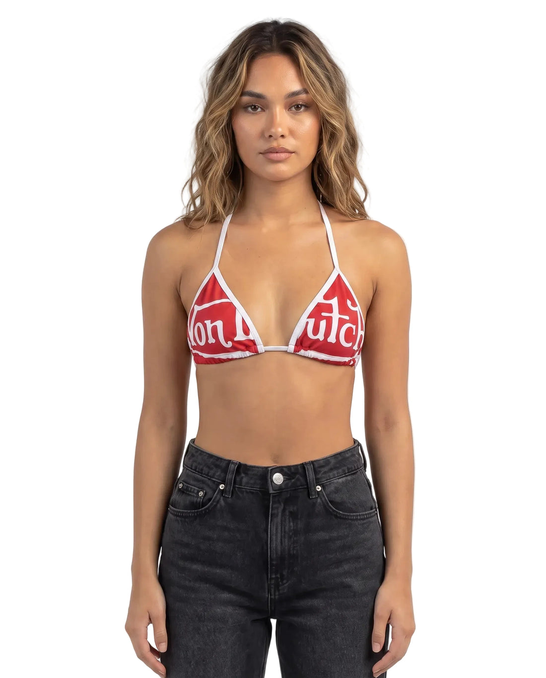 TWO TONE BIKINI TOP - RED WHITE