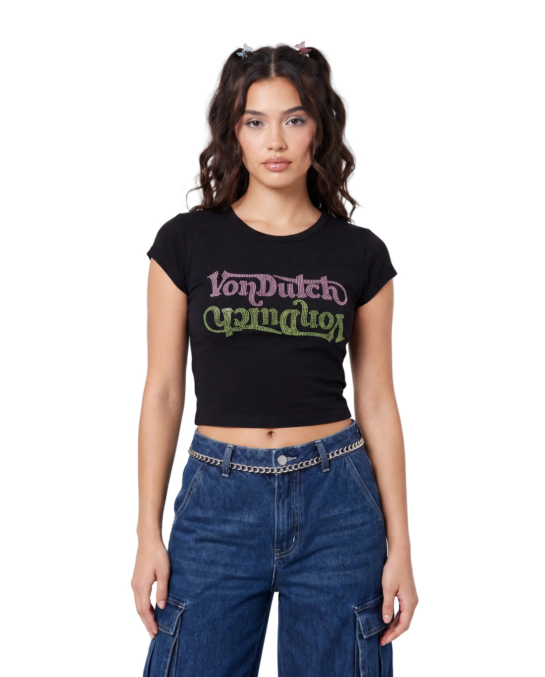 Pink and Green Rhinestone Seeing Double Tee — image 2