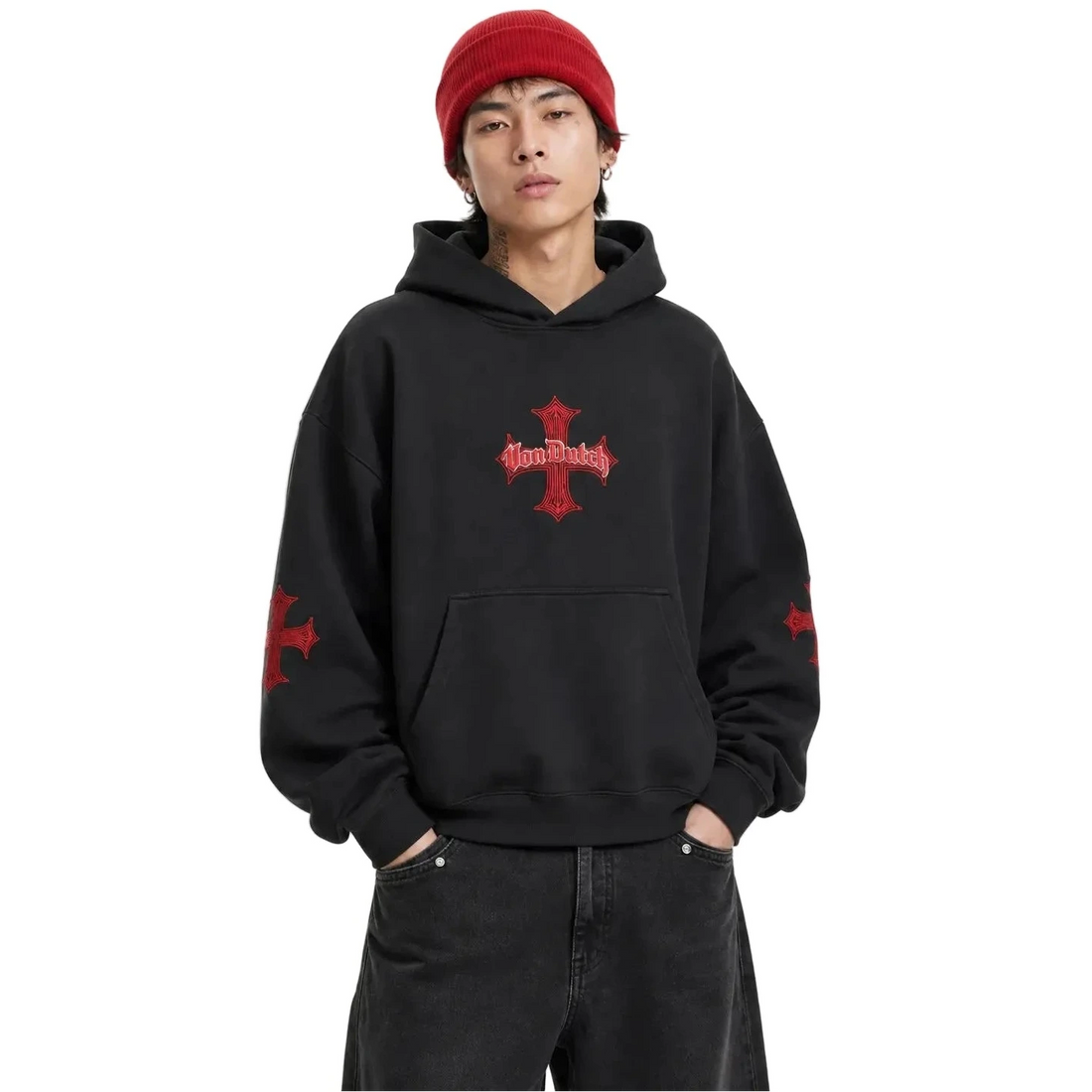 CHOPPER CRIMSON HOODIE - BLACK & RED