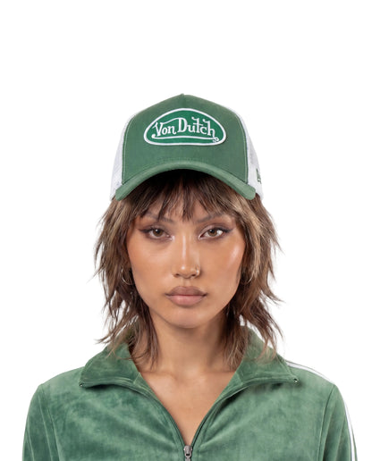Suede Trucker Hat - Green and White