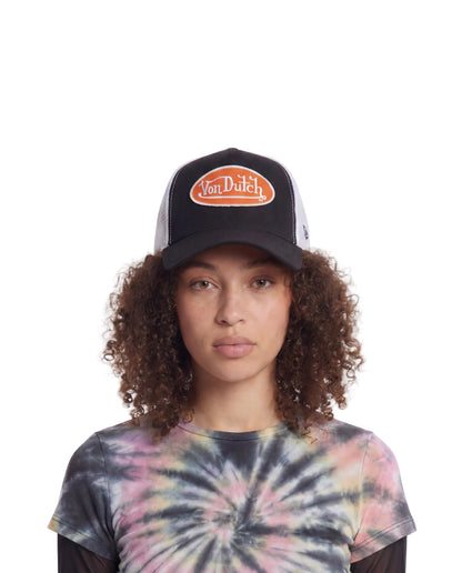 Suede Trucker Hat - Black and Red