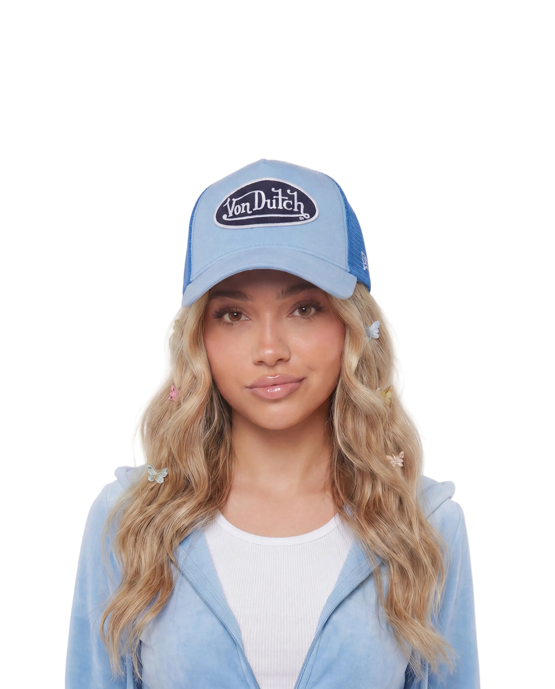 Suede Trucker Hat - Blue and Navy