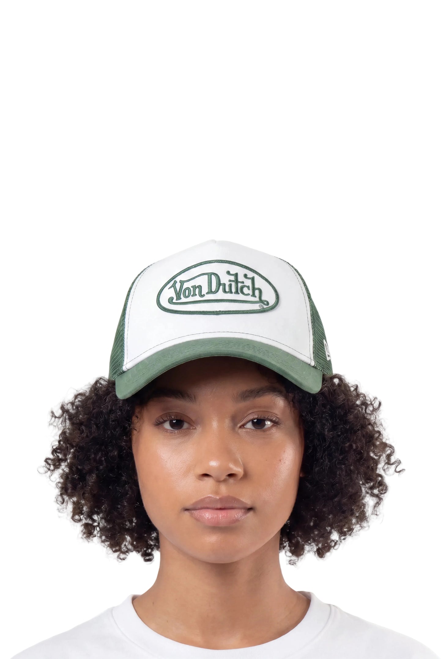 Suede Trucker Hat - White and Green