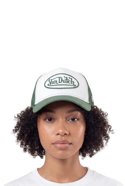 Suede Trucker Hat - White and Green