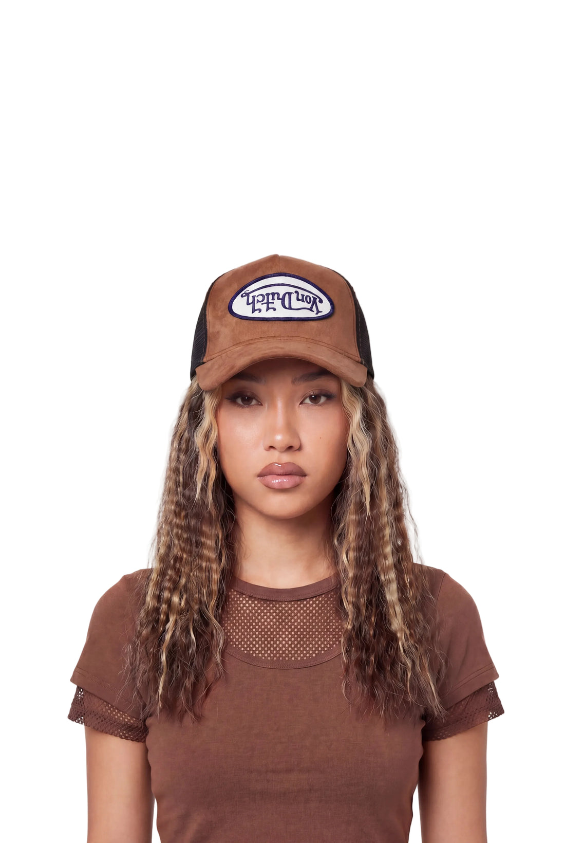 Von Dutch Brown Velvet Trucker Hat
