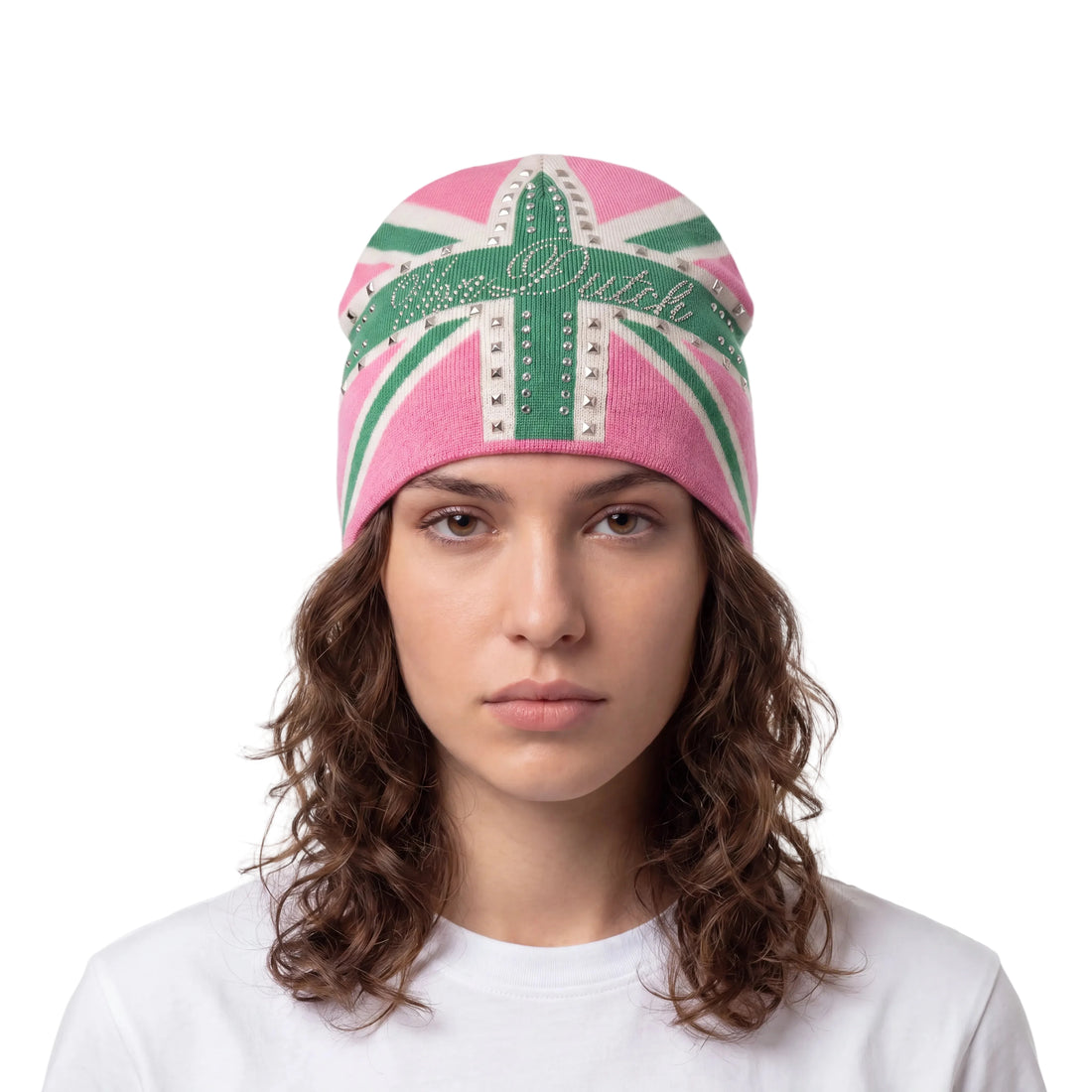 Rhinestone Union Beanie - UK Pink