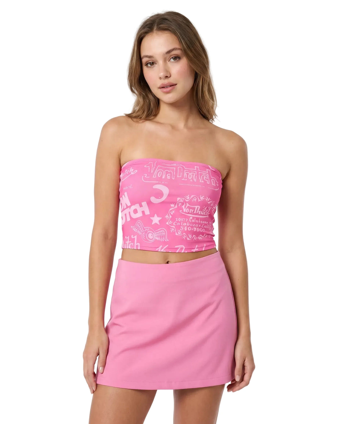 TUBE TOP - HOT PINK ALL OVER PRINT