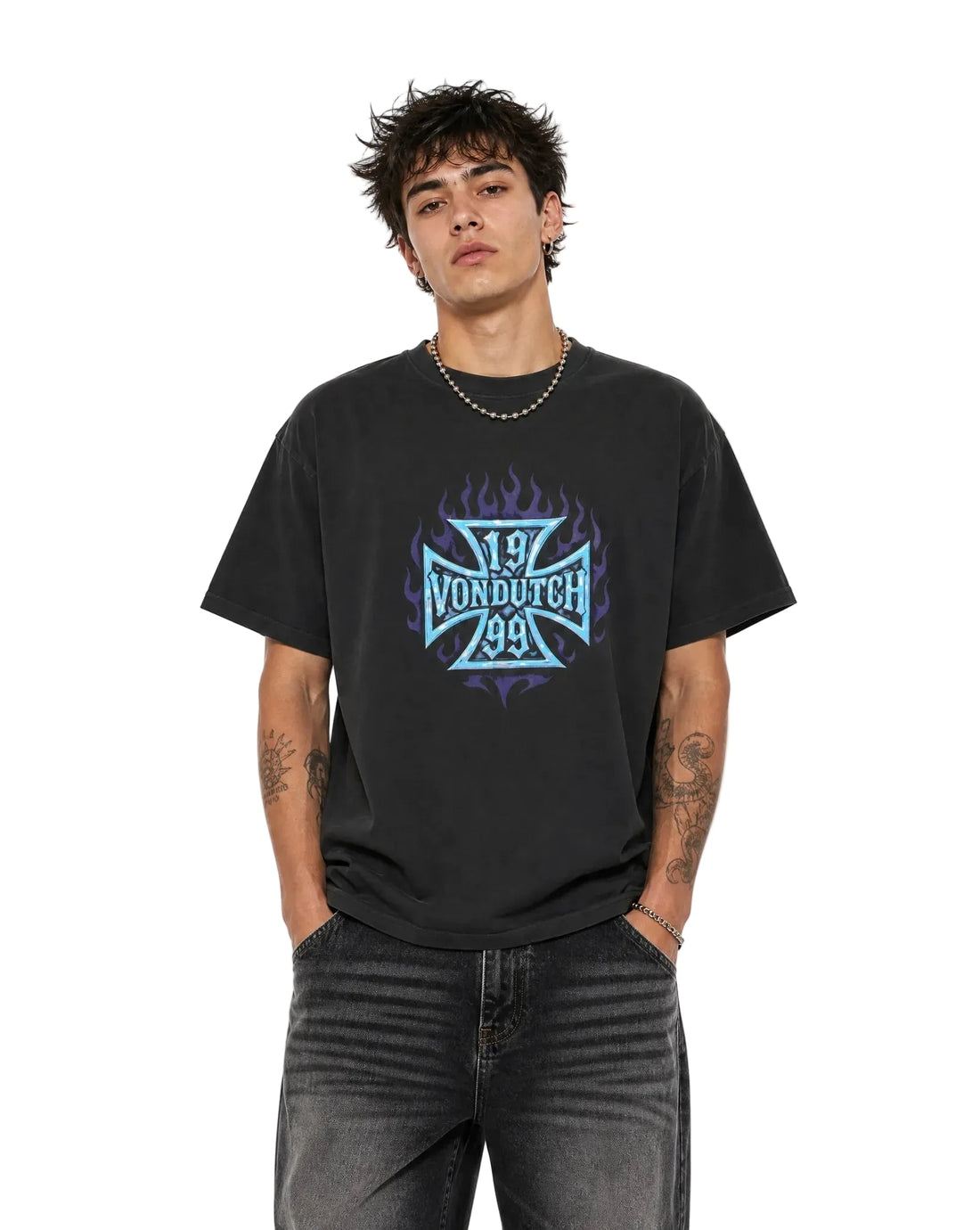 Chopper Cross Studs Tee - Black